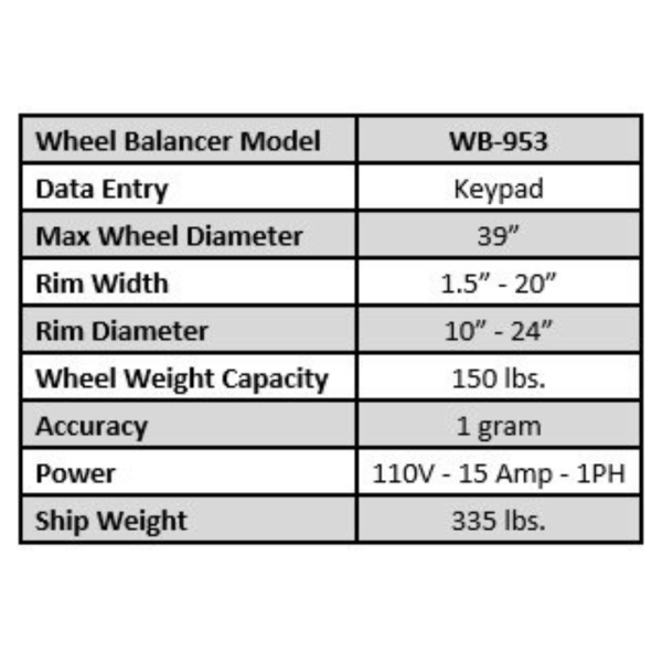 Tuxedo WB-953 Wheel Balancer - Image 7