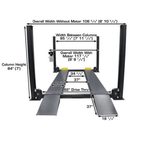 Atlas 408SL Super Deluxe Portable Hobbyist 8,000 lb. Capacity 4-Post Lift - Image 8