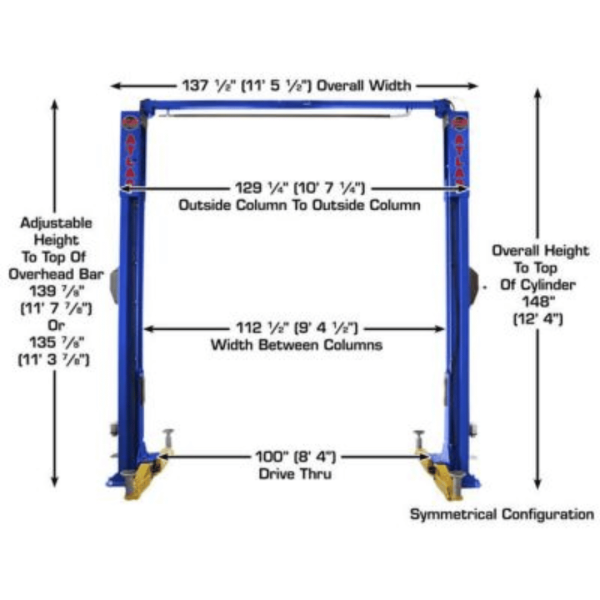 Atlas Platinum PVL10 ALI Certified Commercial Overhead 10,000 lb. Capacity 2-Post Lift - Image 8