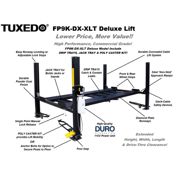 Valor VP9K-DX-XLT 9,000 lb 4 Post Deluxe Storage Lift - Image 8