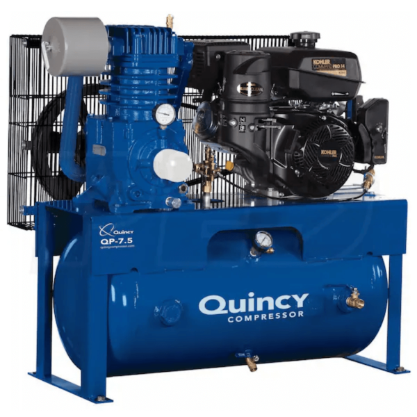 Quincy G314K30HCE QP 14-HP 30-Gallon Pressure Lubricated Two-Stage Truck Mount Air Compressor w/ Electric Start Kohler Engine