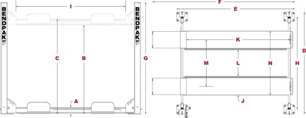 BendPak HD-9 9,000 lb. Super Wide Runway 4 Post Storage Lift - Image 11