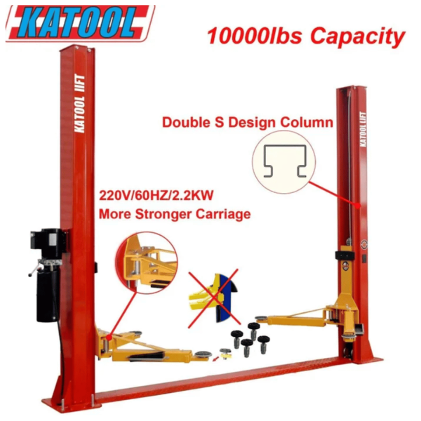 Katool KT-H100 10,000 lbs 2 Post Vehicle Lift - Image 6