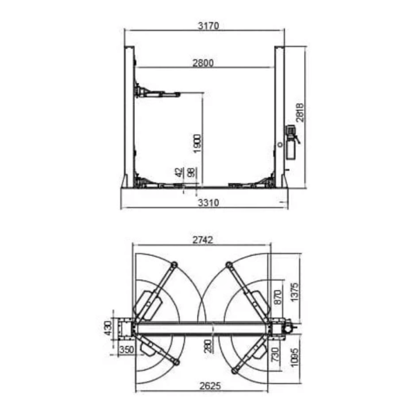 Katool KT-H120D 12,000 lbs 2 Post Lift Single Lock Release Auto Lift Car Lift - Image 3