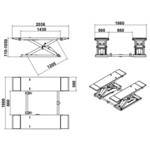 Katool KT-X80-PNEUMATIC Mid Rise Scissor Lift - Image 6