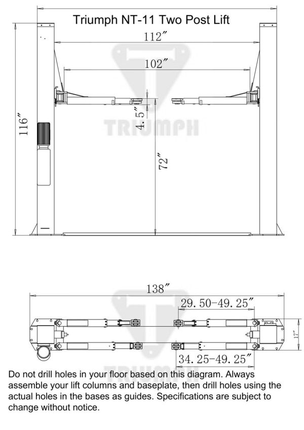 Triumph NT-11 11,000 lb. 2 Post Lift - Image 2