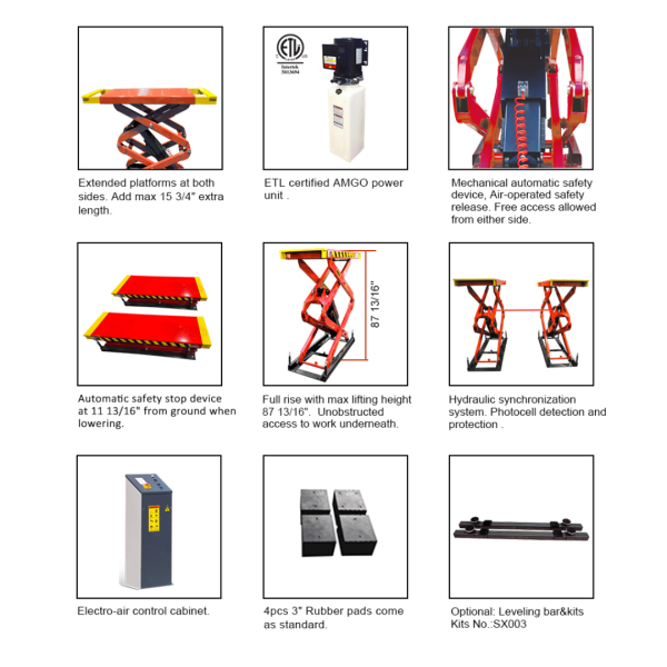 Amgo XL-9F 9,000 lb Flush Mount Scissor Lift - Image 2