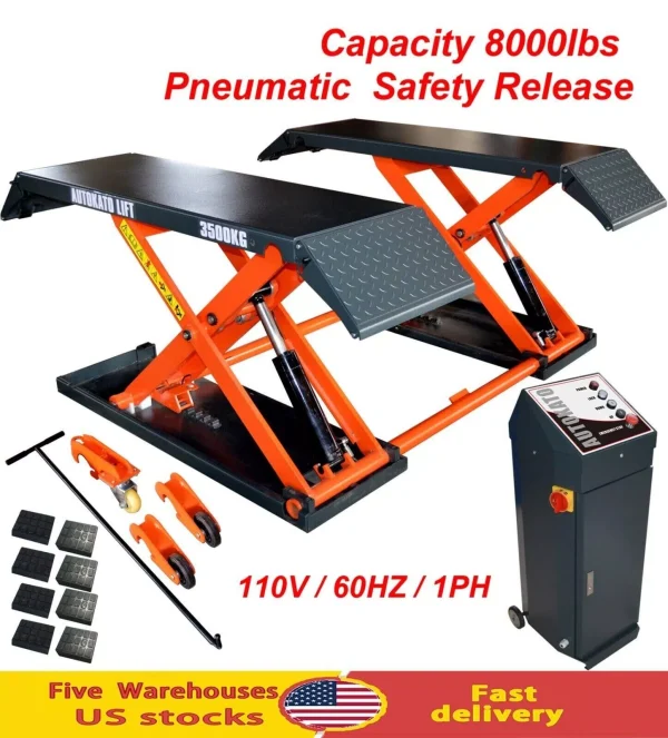 Motooltech AK-X80 Mid Rise Scissor Auto Lift 8000lbs Penumatic Release 110V/1PH