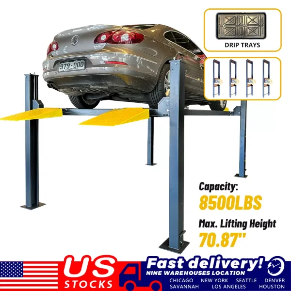 Motooltech KT-4H850 8500lbs 4 Post Auto Parking Lift with Casters Shipping