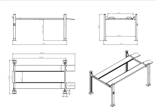 Motooltech KT-4H850 8500lbs 4 Post Auto Parking Lift with Casters Shipping - Image 15