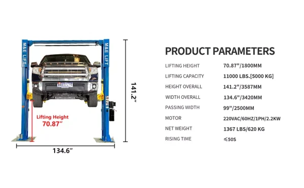 Motooltech ME 11000lbs Two Post Auto Lift Truck Hoist Lift 2 Post Car Lift - Image 4